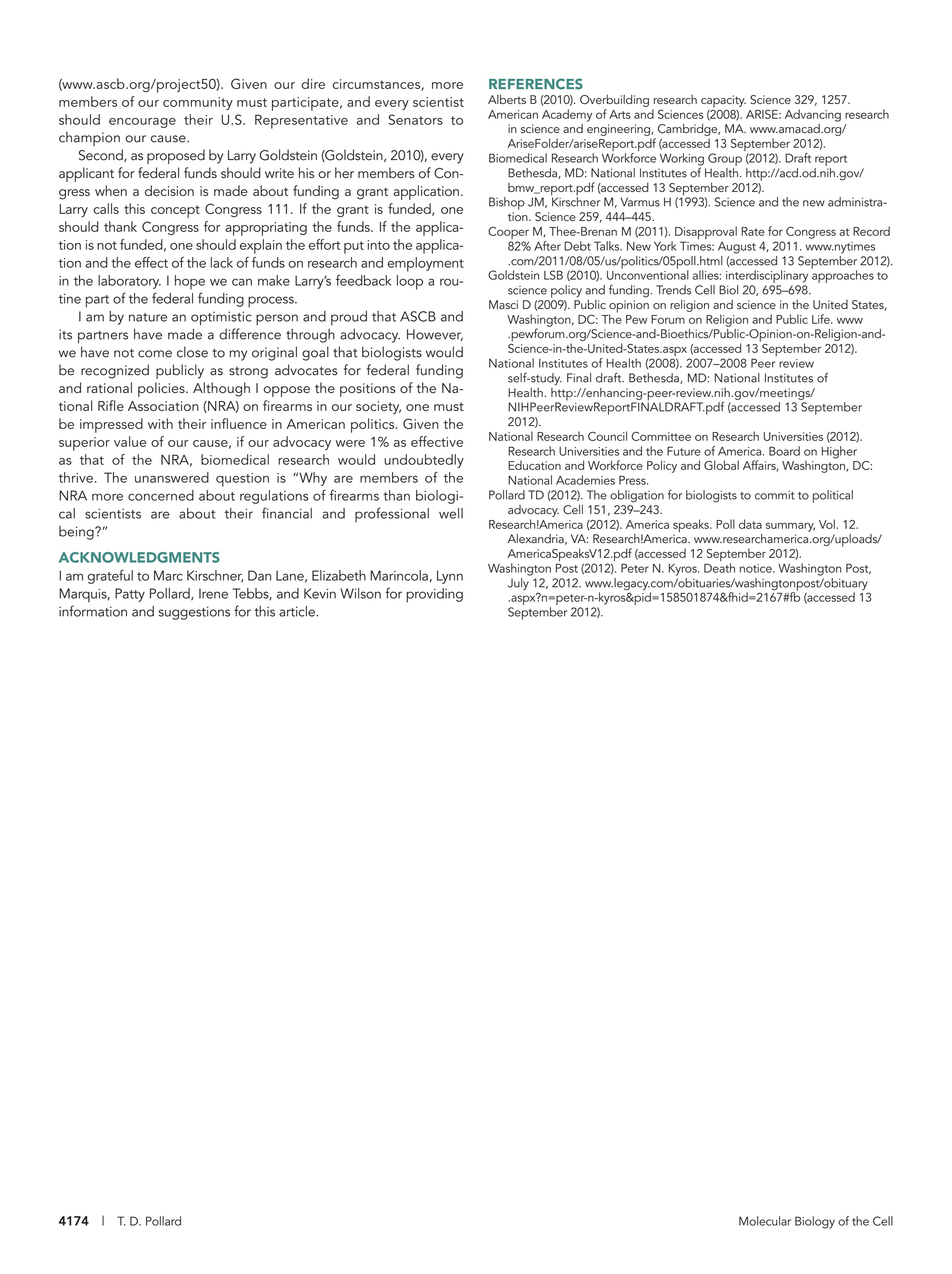 Page 4 of the article, with a call to action, acknowledgments, and references.
